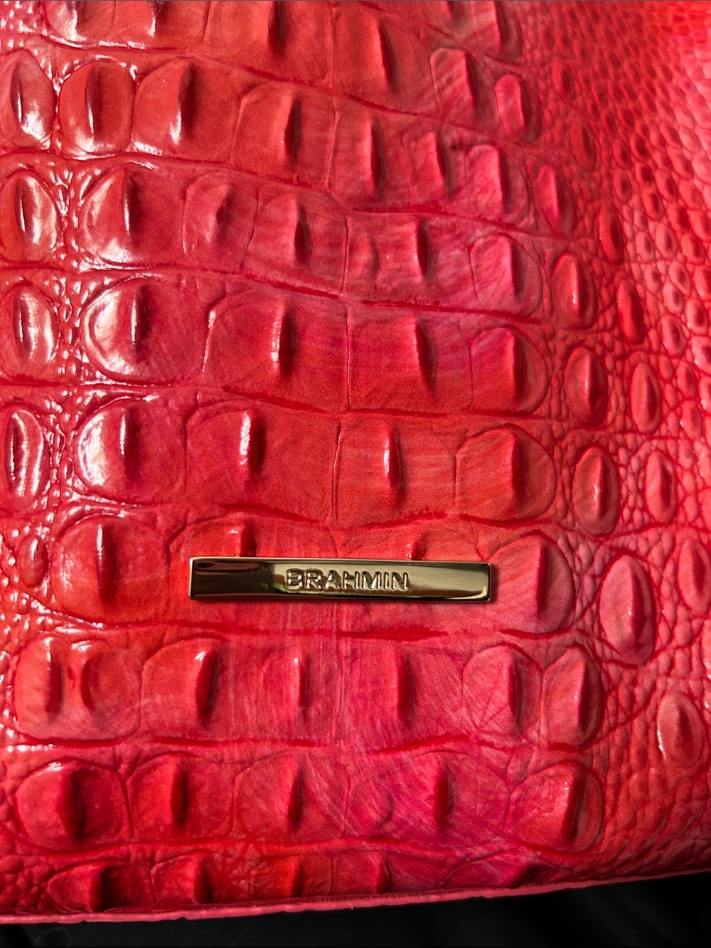 Summer light red with tons of orange and pink Croc-Embossed Tote Bag - Picture 2 of 8